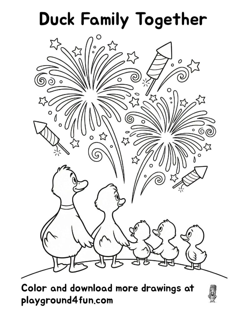 Duck Family Together Coloring Pages
