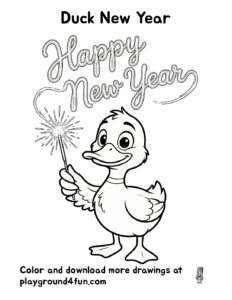 Coloring pages: Duck New Year pdf
