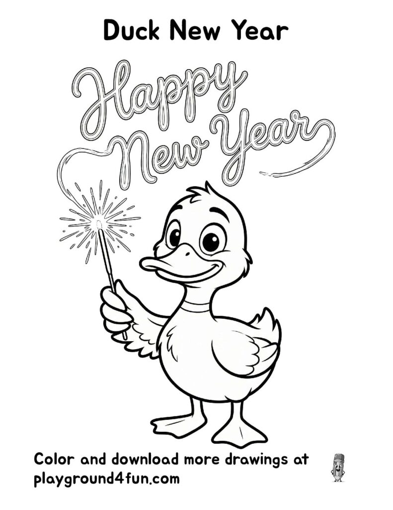 Duck New Year Coloring Pages