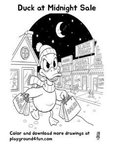 Coloring pages: Duck at Midnight Sale pdf