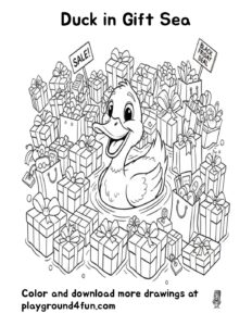 Coloring pages: Duck in Gift Sea pdf
