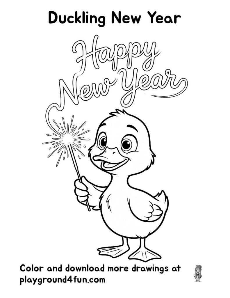 Duckling New Year Coloring Pages
