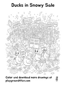 Coloring pages: Ducks in Snowy Sale pdf
