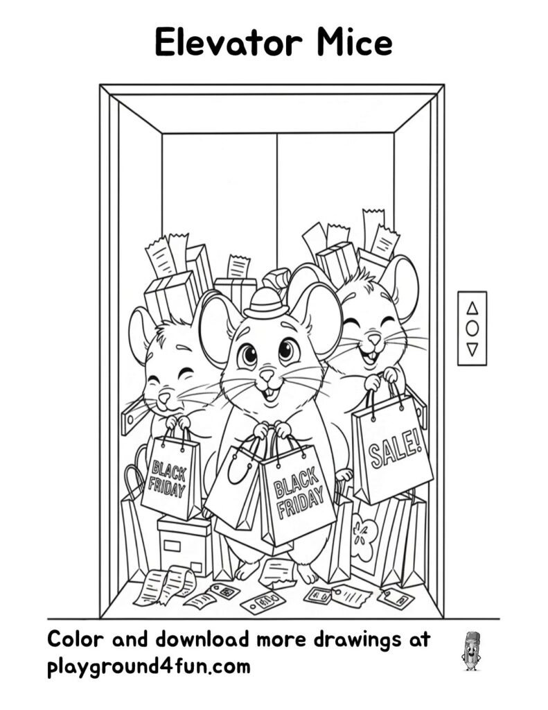 Elevator Mice Coloring Pages