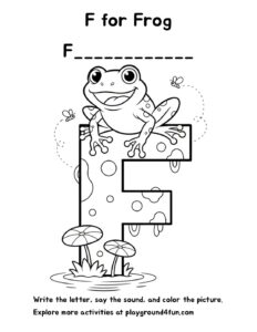 Coloring pages: F for Frog pdf