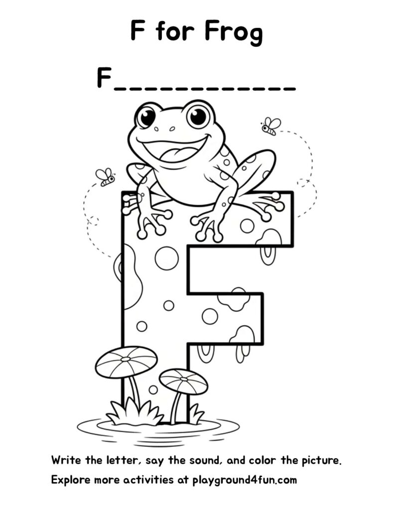 F for Frog Coloring Pages