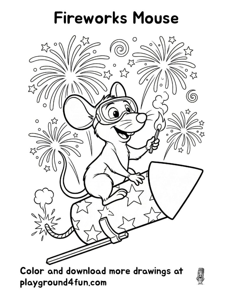 Fireworks Mouse Coloring Pages