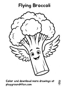 Coloring pages: Flying Broccoli pdf