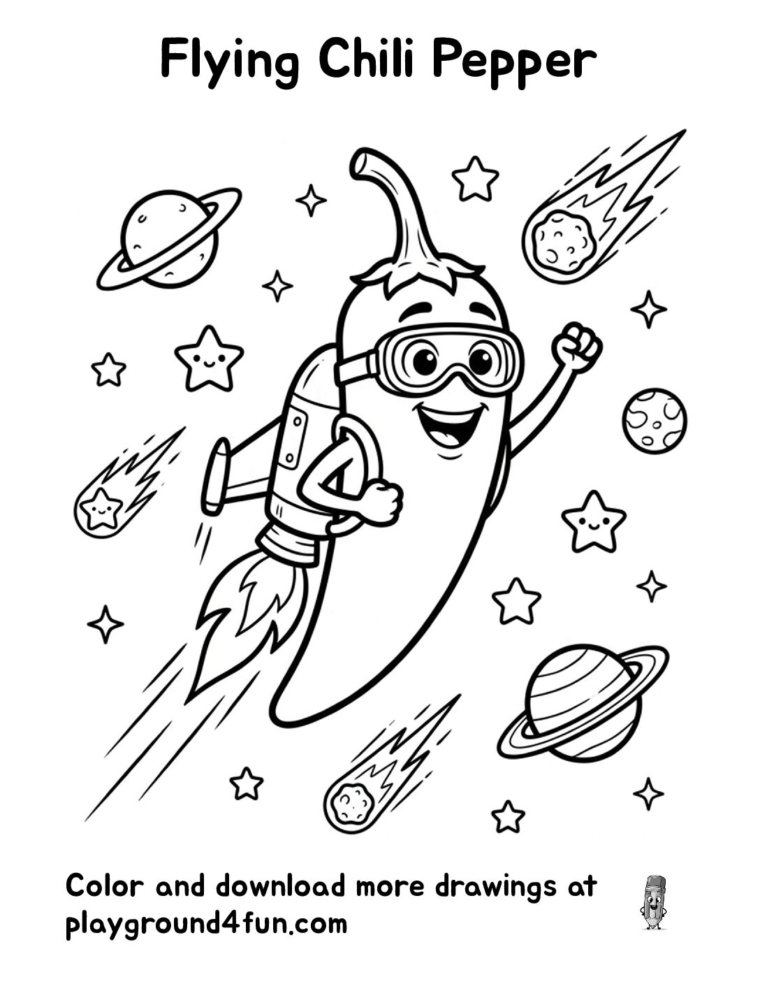 Coloring pages: Flying Chili Pepper pdf