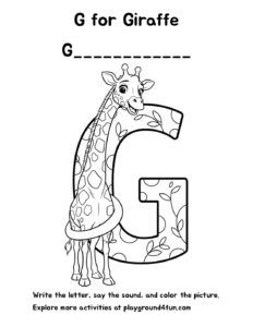 Coloring pages: G for Giraffe pdf