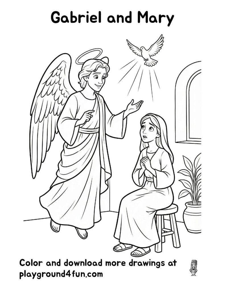 Gabriel and Mary Coloring Pages