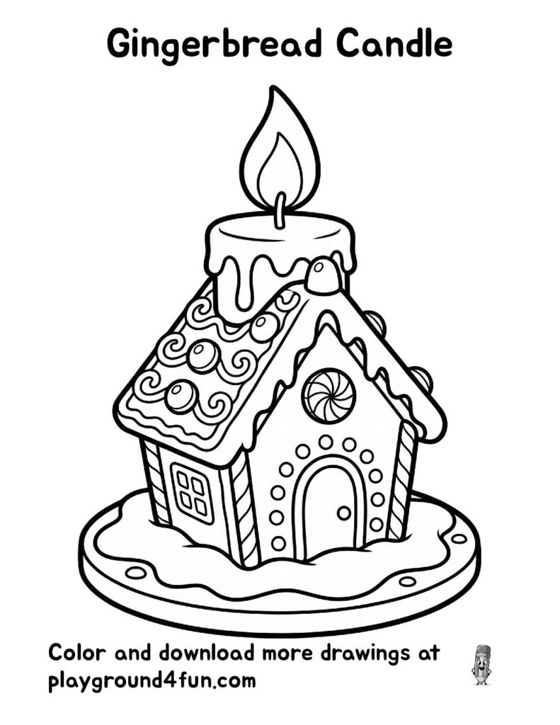 Gingerbread Candle Coloring Pages