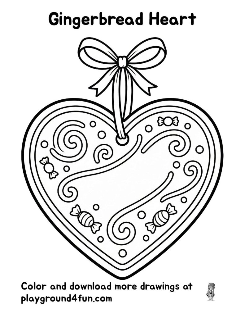 Gingerbread Heart Coloring Pages