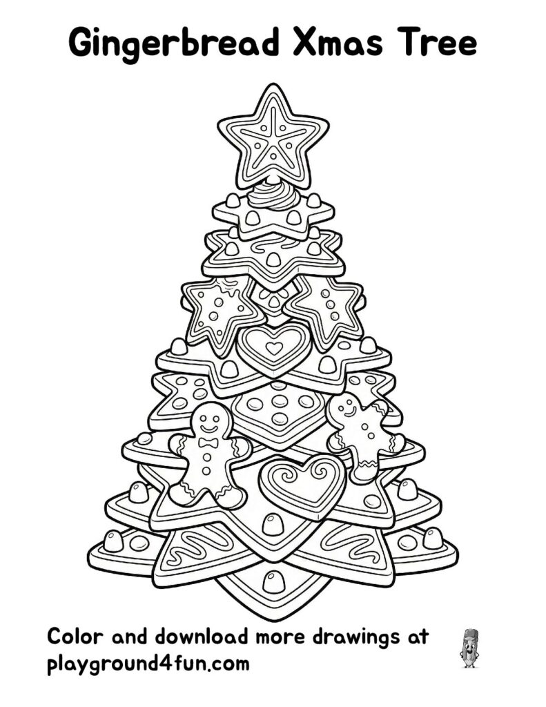Gingerbread Xmas Tree Coloring Pages