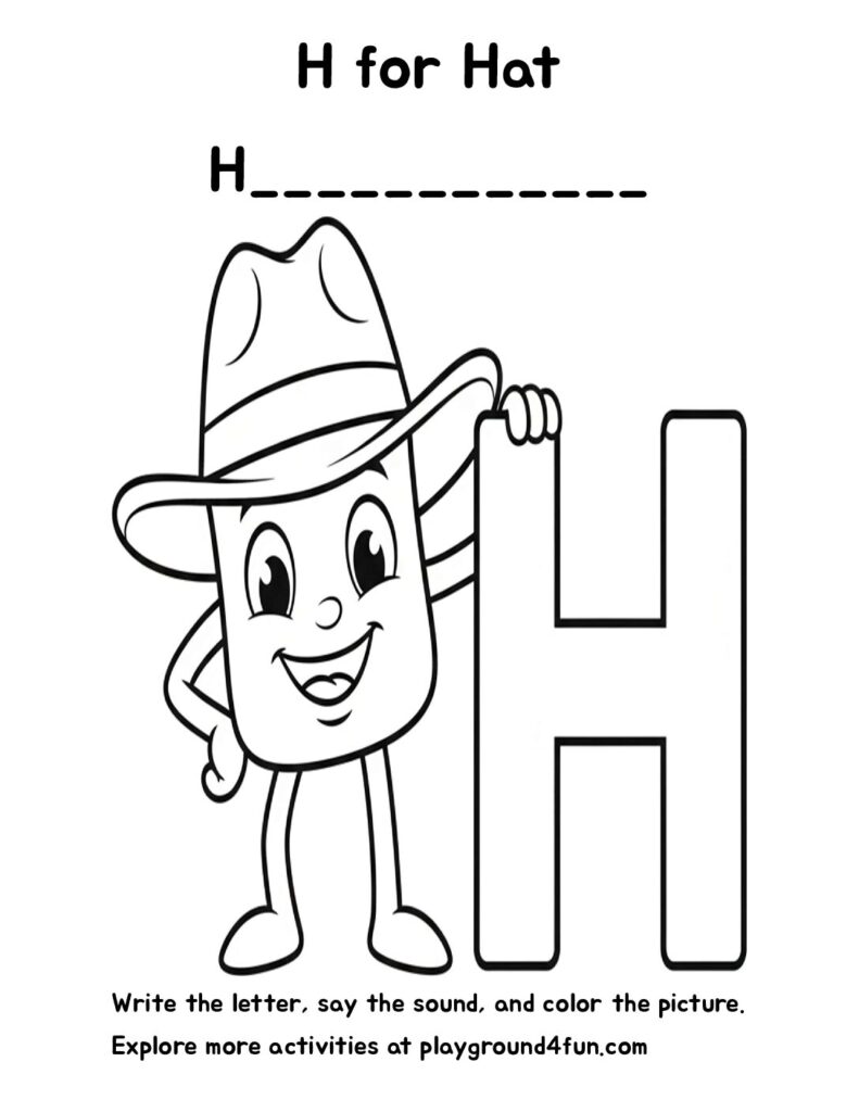 H for Hat Coloring Pages
