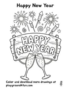 Coloring pages: Happy New Year pdf