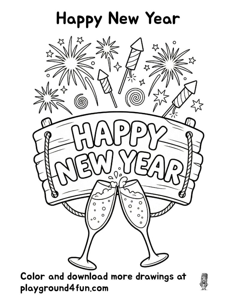 Happy New Year Coloring Pages