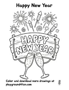 Coloring pages: Happy New Year preview