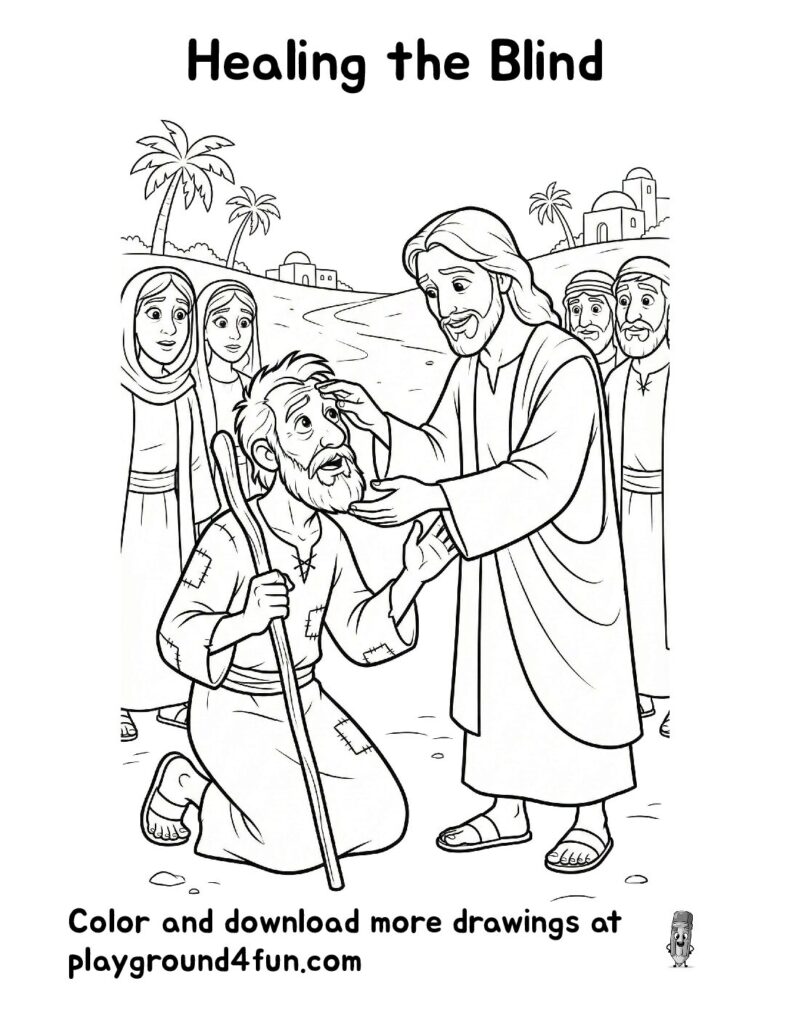 Healing the Blind Coloring Pages