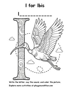 Coloring pages: I for Ibis pdf