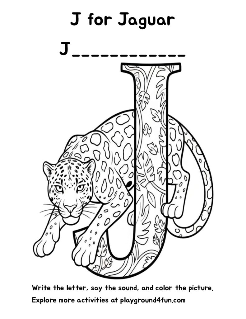 J for Jaguar Coloring Pages