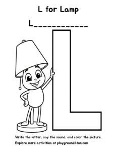 Coloring pages: L for Lamp pdf