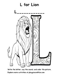 Coloring pages: L for Lion pdf