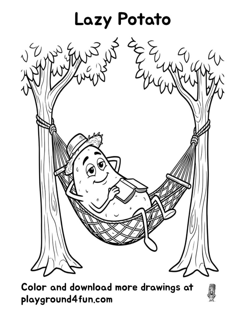 Lazy Potato Coloring Pages