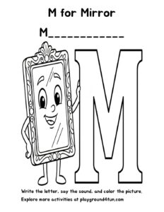 Coloring pages: M for Mirror pdf