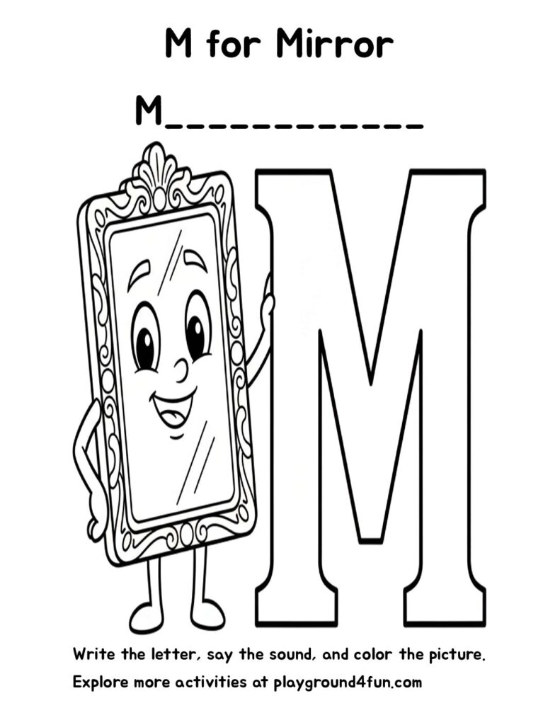 M for Mirror Coloring Pages