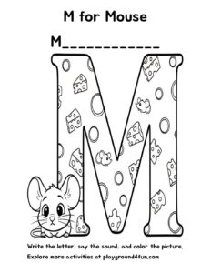 Coloring pages: M for Mouse pdf