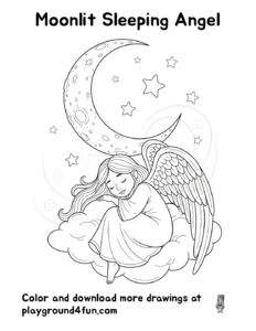 Coloring pages: Moonlit Sleeping Angel pdf