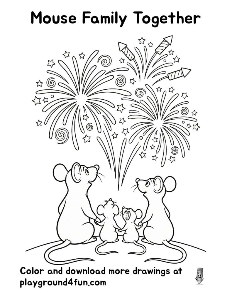 Mouse Family Together Coloring Pages