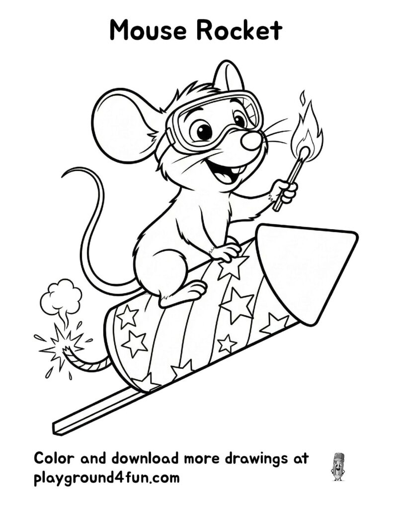 Mouse Rocket Coloring Pages