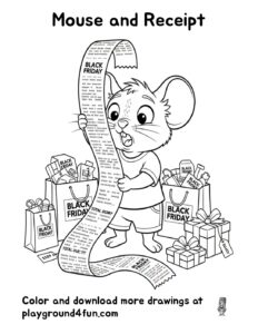 Coloring pages: Mouse and Receipt pdf