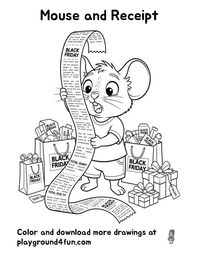 Mouse and Receipt Coloring Pages