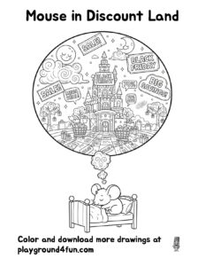 Coloring pages: Mouse in Discount Land preview