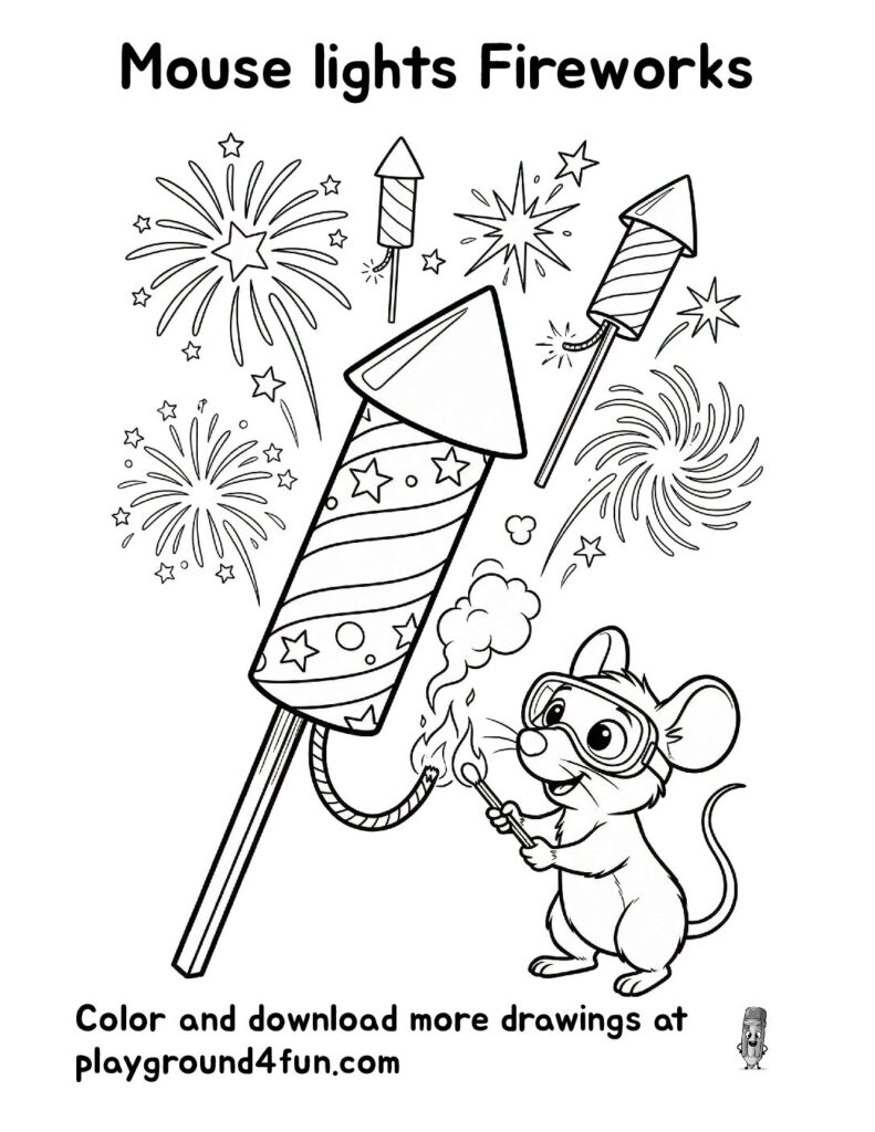 Mouse lights Fireworks Coloring Pages