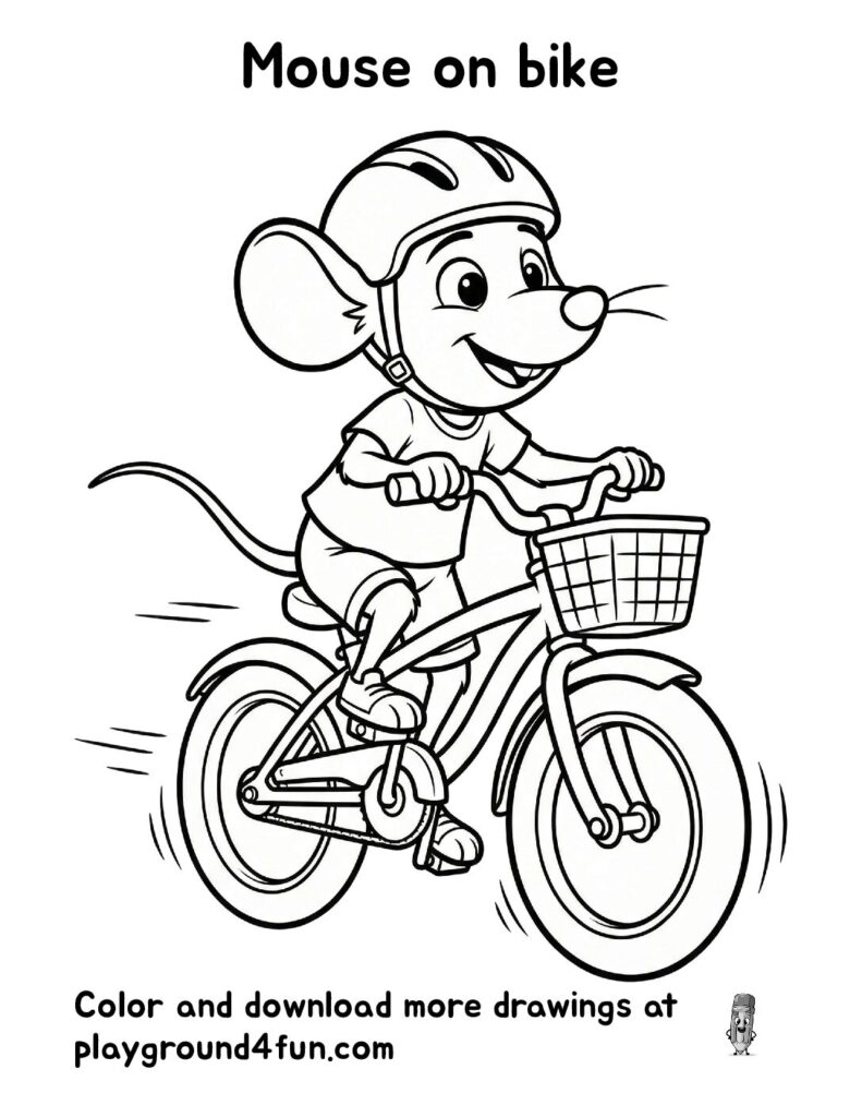 Mouse on bike Coloring Pages
