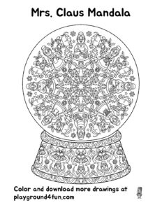 Coloring pages: Mrs. Claus Mandala pdf