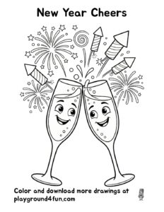 Coloring pages: New Year Cheers pdf