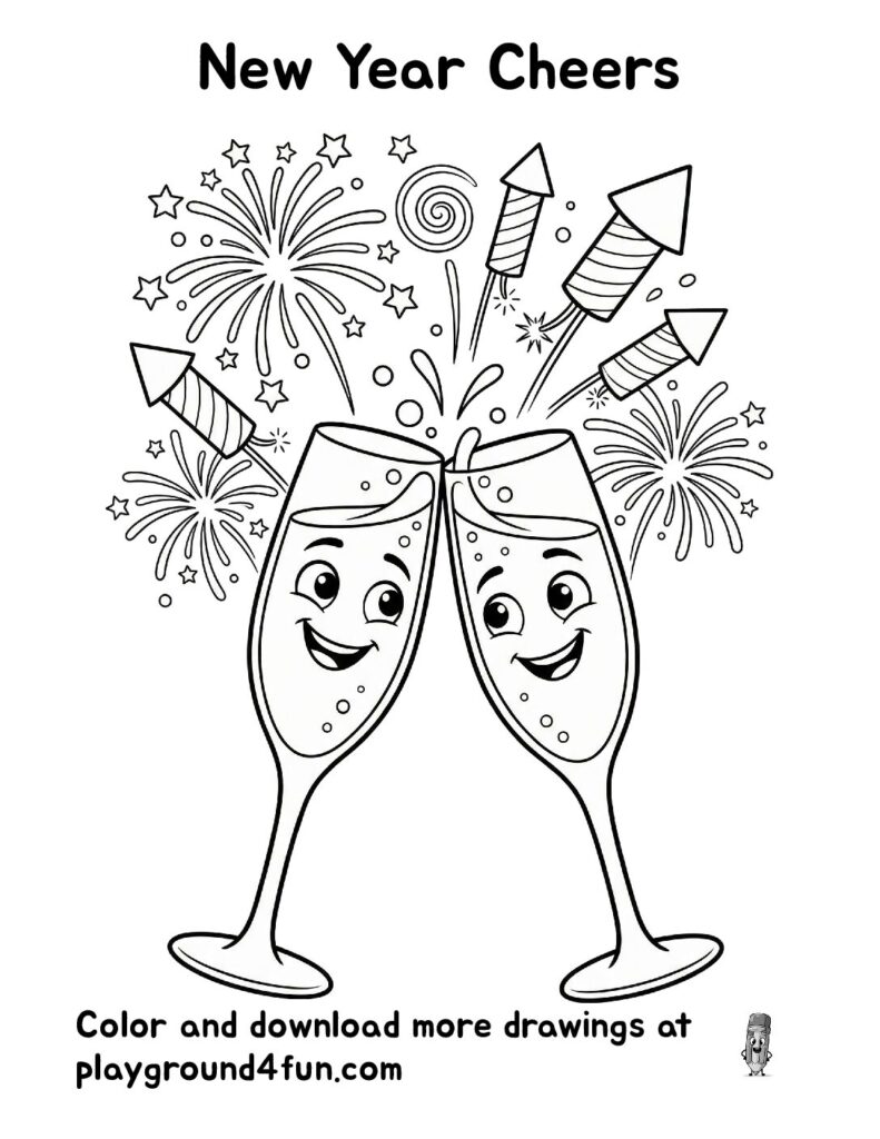 New Year Cheers Coloring Pages