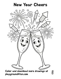 Coloring pages: New Year Cheers preview
