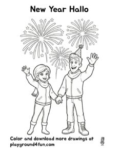 Coloring pages: New Year Hallo pdf