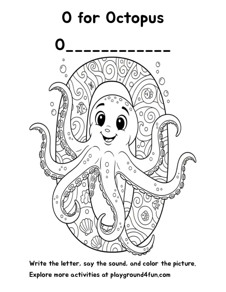 O for Octopus Coloring Pages