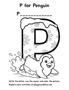Coloring pages: P for Penguin pdf