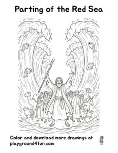 Coloring pages: Parting of the Red Sea pdf