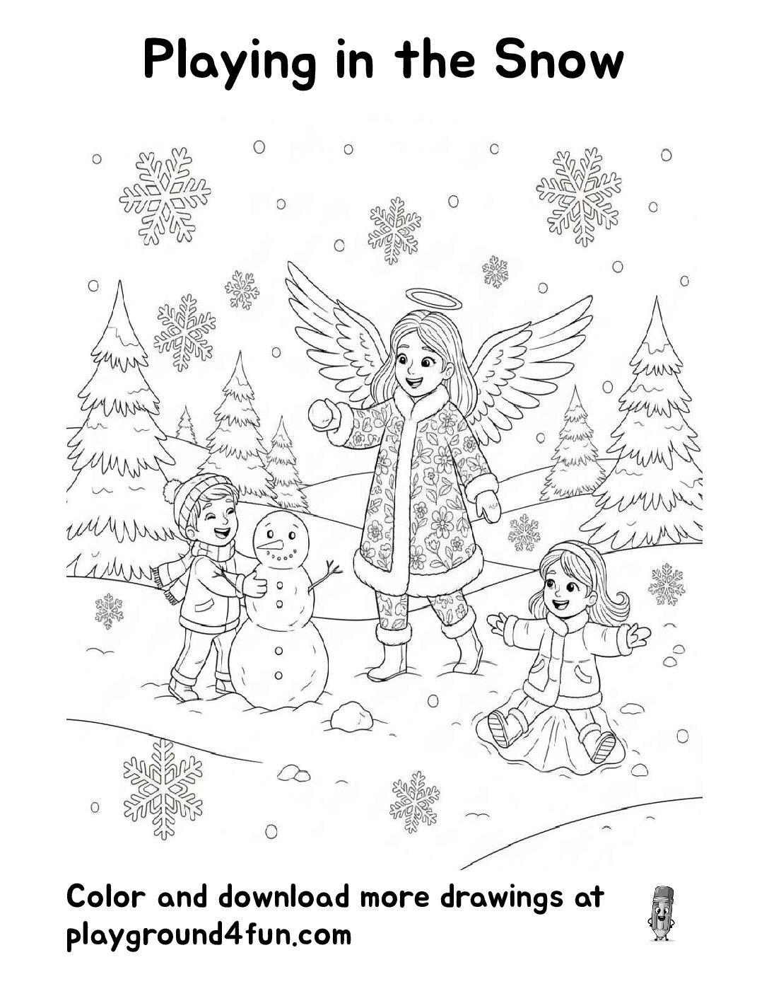 Coloring pages: Playing in the Snow pdf