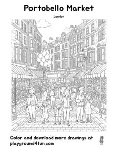 Coloring pages: Portobello Market 1 pdf
