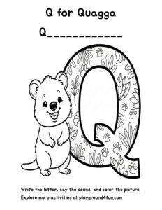 Coloring pages: Q for Quagga pdf
